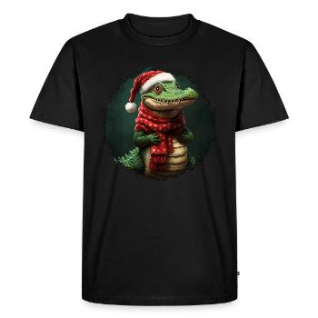 Crocodile Christmas - Men's Premium Organic T-Shirt - black - Front - Nico (187cm)