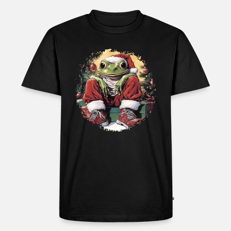 Frösche Christmas - Männer Premium Bio T-Shirt - Schwarz