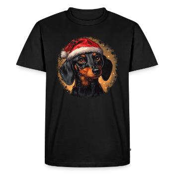 Dachshund Christmas - Men's Premium Organic T-Shirt - black - Front - Nico (187cm)