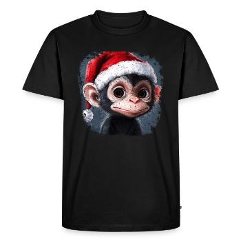 Christmas Monkeys - Men's Premium Organic T-Shirt - black - Front - Nico (187cm)