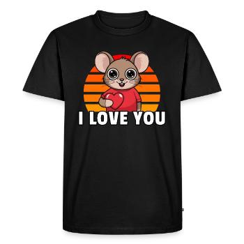Je t’aime - Souris vintage Sunset - T-shirt Premium bio Homme - noir - Devant - Nico (187cm)