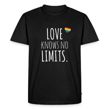 LOVE KNOWS NO LIMITS - LGBT Pride Rainbow CSD - Men's Premium Organic T-Shirt - black - Front - Nico (187cm)