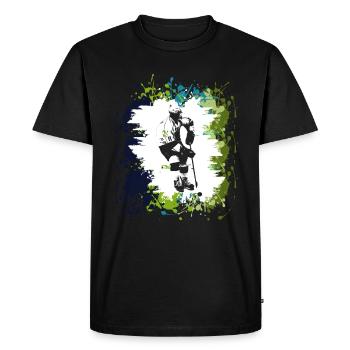 Idée cadeau joueur de hockey sur glace - T-shirt Premium bio Homme - noir - Devant - Nico (187cm)