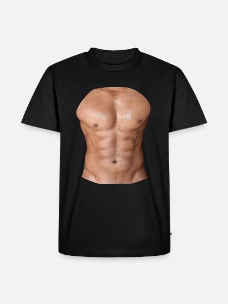 Bovenlichaam buikspier zes pack naakte gift - Mannen Premium Bio T-shirt - zwart