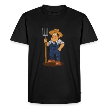 Cadeau de dessin animé de fourche de fermier - T-shirt Premium bio Homme - noir - Devant - Nico (187cm)