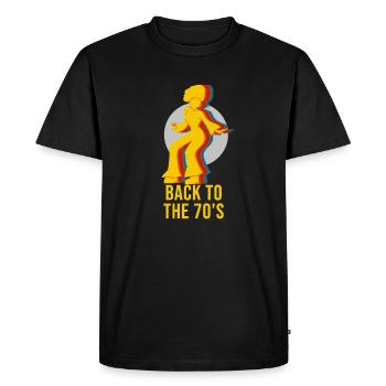 70s seventies afro retro vintage disco gift - Men's Premium Organic T-Shirt - black - Front - Nico (187cm)