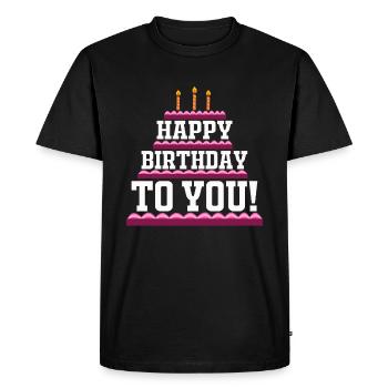 Gâteau d'anniversaire cadeau rétro joyeux anniversaire - T-shirt Premium bio Homme - noir - Devant - Nico (187cm)