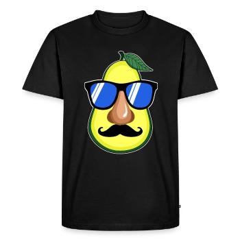 Avocado visage lunettes moustache Kawaii cadeau - T-shirt Premium bio Homme - noir - Devant - Nico (187cm)