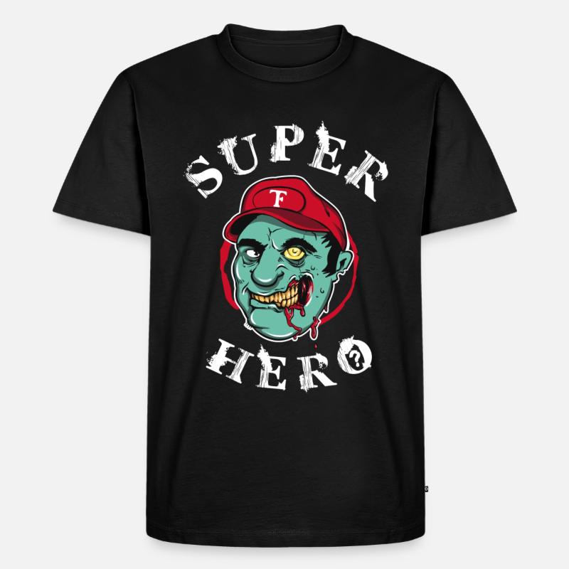 Superheld Zombie - Männer Premium Bio T-Shirt - Schwarz