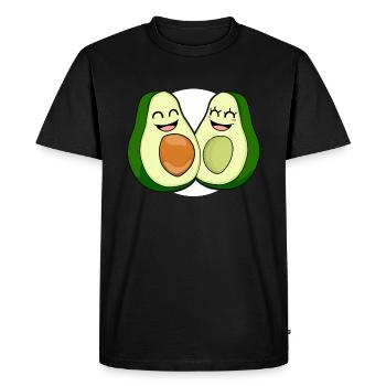 Paire de cadeaux Kawaii Comic Love à l'avocat - T-shirt Premium bio Homme - noir - Devant - Nico (187cm)