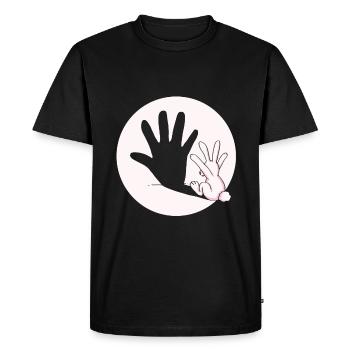 Lapin Lapin Ombre Main Idée Cadeau Pâques - T-shirt Premium bio Homme - noir - Devant - Nico (187cm)
