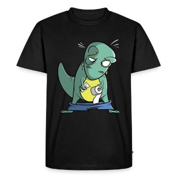 T-Rex avec du papier toilette - problème - T-shirt Premium bio Homme - noir - Devant - Nico (187cm)