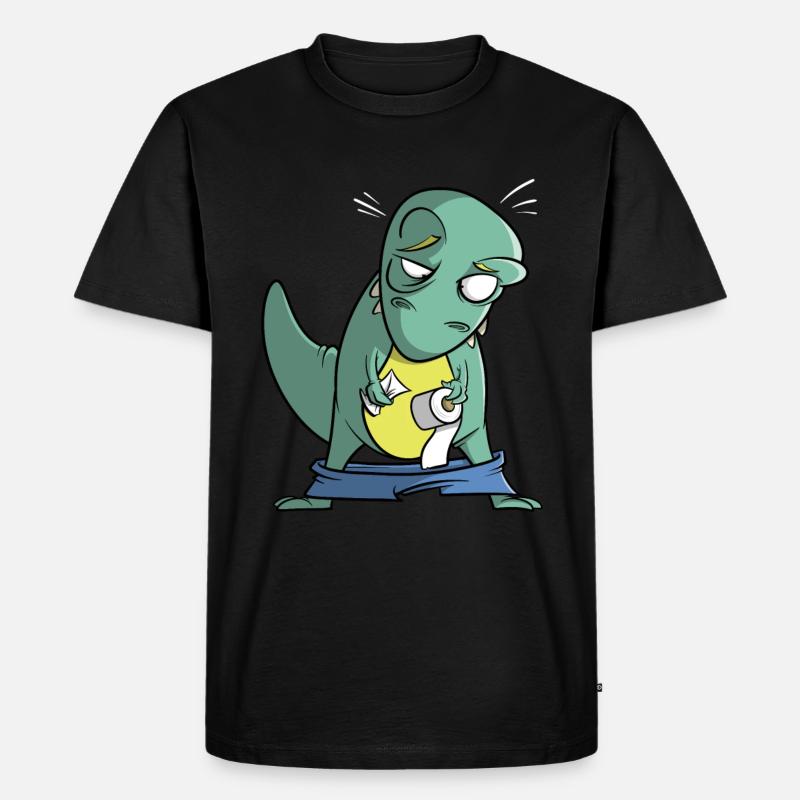 T-Rex mit Toilettenpapier - Problem - Männer Premium Bio T-Shirt - Schwarz