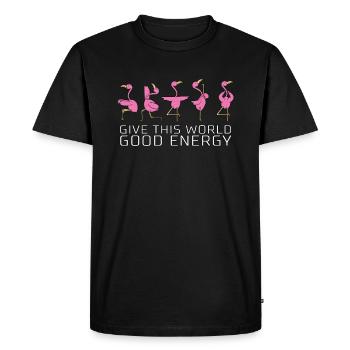 Flamingo disant yoga cadeau drôle drôle - T-shirt Premium bio Homme - noir - Devant - Nico (187cm)