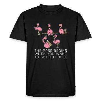 Flamingo disant yoga cadeau drôle drôle - T-shirt Premium bio Homme - noir - Devant - Nico (187cm)