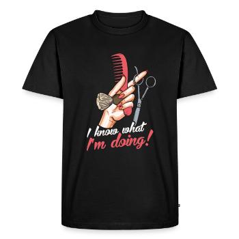 Ciseaux de coiffeur cadeau de peigne brosse de coiffure - T-shirt Premium bio Homme - noir - Devant - Nico (187cm)