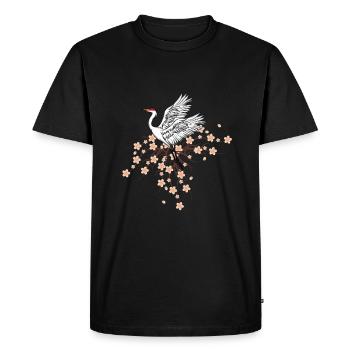 cadeau japonais de broderie trana et cerisier - T-shirt Premium bio Homme - noir - Devant - Nico (187cm)