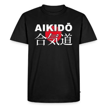 Aïkido Arts martiaux Japonais Kanji - T-shirt Premium bio Homme - noir - Devant - Nico (187cm)