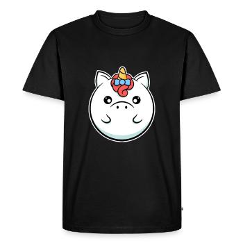 Round Unicorn Unicorn the last Unicorn gift - Men's Premium Organic T-Shirt - black - Front - Nico (187cm)