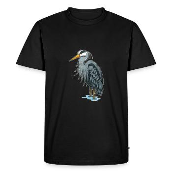 Grand oiseau bleu Heron Heron Bird Bird Watching Gift - T-shirt Premium bio Homme - noir - Devant - Nico (187cm)