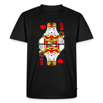 Heart lady playing card - Men's Premium Organic T-Shirt - black - Front - Nico (187cm)