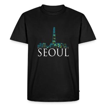 Visite d'une ville - Pays - World City Seoul - T-shirt Premium bio Homme - noir - Devant - Nico (187cm)