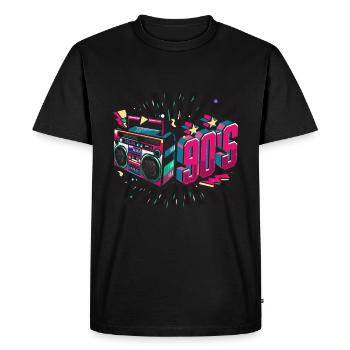 Cassette néon des années 90 - T-shirt Premium bio Homme - noir - Devant - Nico (187cm)