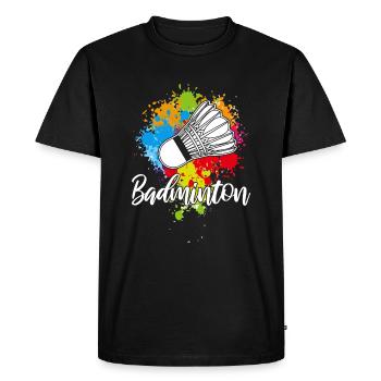 badminton - T-shirt Premium bio Homme - noir - Devant - Nico (187cm)