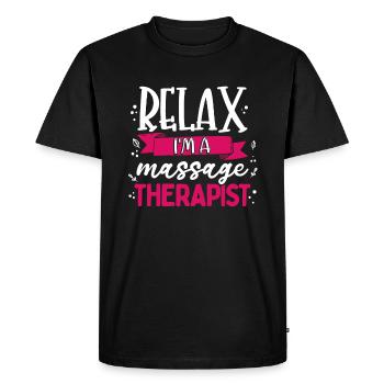 Massage Therapist - T-shirt Premium bio Homme - noir - Devant - Nico (187cm)