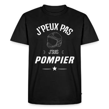 J'peux pas je suis pompier - sapeur pompier - T-shirt Premium bio Homme - noir - Devant - Nico (187cm)