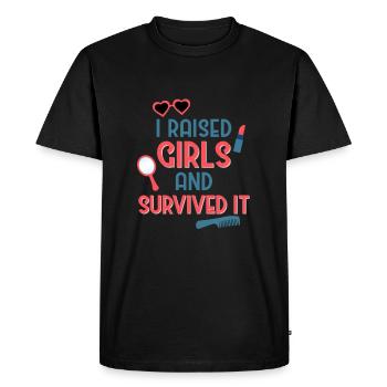 Fête des pères j'ai élevé des filles et y ai survécu 3 - T-shirt Premium bio Homme - noir - Devant - Nico (187cm)