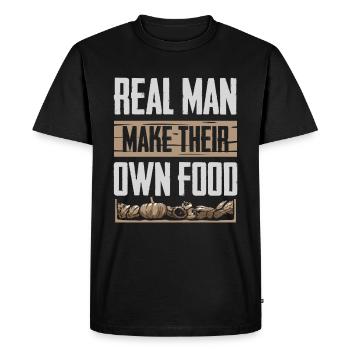 Les vrais hommes font leur propre poulet fermier - T-shirt Premium bio Homme - noir - Devant - Nico (187cm)