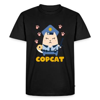 Chat Police T-shirt drôle de chat maman chat papa - T-shirt Premium bio Homme - noir - Devant - Nico (187cm)