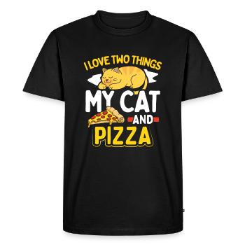J'aime deux choses mon chat et pizza drôle de chat - T-shirt Premium bio Homme - noir - Devant - Nico (187cm)