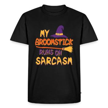 My Broomstick runs in sarcasm Halloween costume - Men's Premium Organic T-Shirt - black - Front - Nico (187cm)