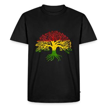 Tree Roots Rasta Lion Reggae bonnes vibrations - T-shirt Premium bio Homme - noir - Devant - Nico (187cm)