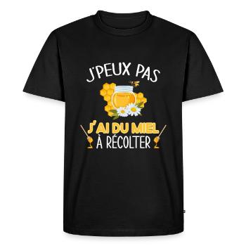 J'peux pas j'ai du miel - apiculteur humour - T-shirt Premium bio Homme - noir - Devant - Nico (187cm)