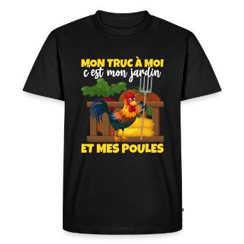 Mon truc c'est mon jardin et mes poules - T-shirt Premium bio Homme - noir - Devant - Nico (187cm)