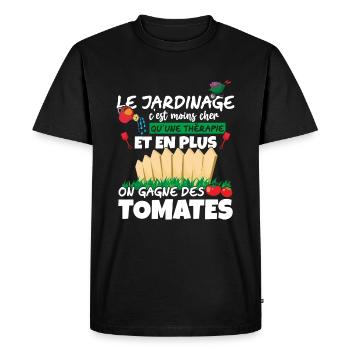 Jardinier Cadeau Drôles Tomates Jardinage Humour - T-shirt Premium bio Homme - noir - Devant - Nico (187cm)