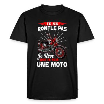 Je rêve que je suis une moto - humour motard - T-shirt Premium bio Homme - noir - Devant - Nico (187cm)