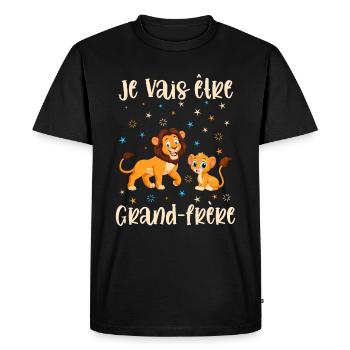 Je vais être grand-frère - futur grand frère - T-shirt Premium bio Homme - noir - Devant - Nico (187cm)