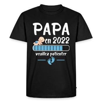 Futur papa 2022 idée cadeau nouvelle naissance - T-shirt Premium bio Homme - noir - Devant - Nico (187cm)