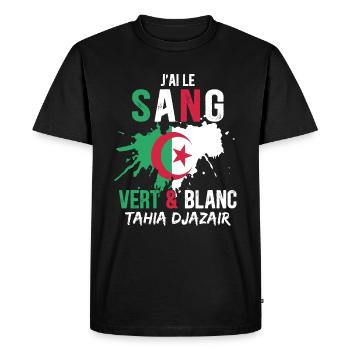 Drapeau Algérie Cadeau Supporter Algérien Équipe - T-shirt Premium bio Homme - noir - Devant - Nico (187cm)