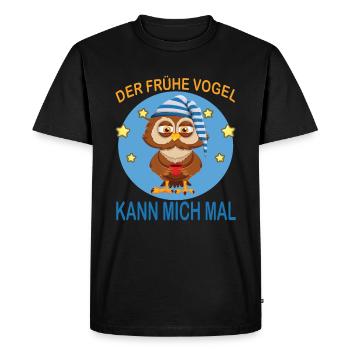 Oiseau précoce peut me faire une fois hibou café muffins matinaux - T-shirt Premium bio Homme - noir - Devant - Nico (187cm)