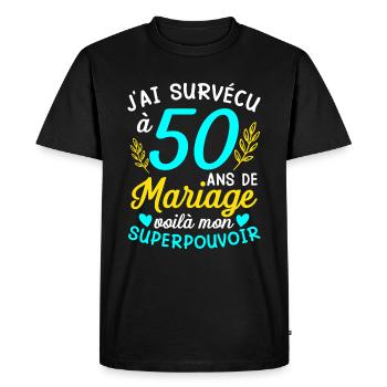 50e Anniversaire De Mariage Humour Cadeau - T-shirt Premium bio Homme - noir - Devant - Nico (187cm)
