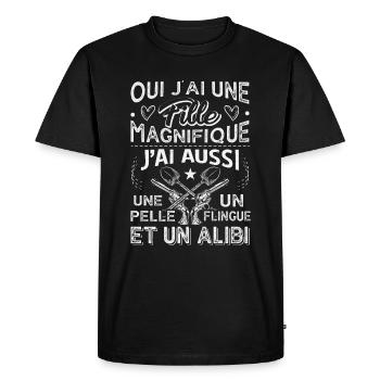 Père Oui J'ai Une Fille Magnifique Papa Et Fille - T-shirt Premium bio Homme - noir - Devant - Nico (187cm)