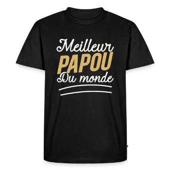 Meilleur Papou Du Monde Fête Des Pères - T-shirt Premium bio Homme - noir - Devant - Nico (187cm)