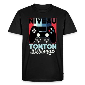 Futur Tonton Gamer Annonce Grossesse Oncle Geek - T-shirt Premium bio Homme - noir - Devant - Nico (187cm)