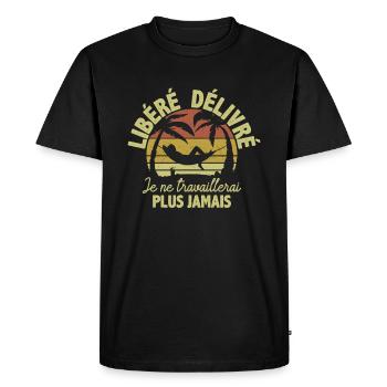 Retraite Homme Humour Cadeau Rigolo Retraité - T-shirt Premium bio Homme - noir - Devant - Nico (187cm)