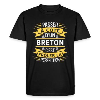 Breton Parfait Idée Cadeau Humour Bretagne - T-shirt Premium bio Homme - noir - Devant - Nico (187cm)